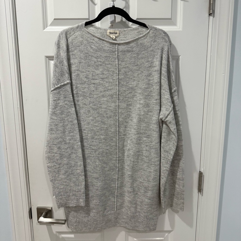 Open Edit Light Gray Knit Sweater